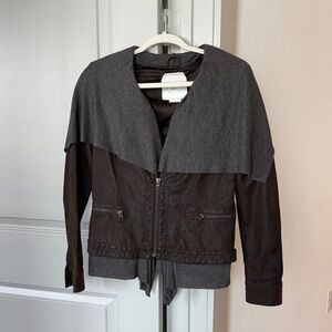 Anthropologie Gray and Brown Faux Leather Jacket
